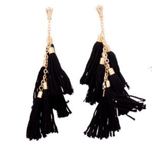 Ettika Black Tassel Earrings